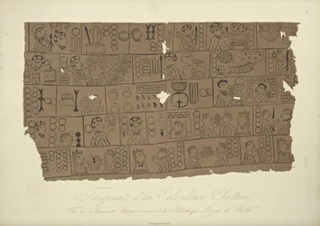 Frammento di un calendario cristiano, disegnato da un manoscritto azteco nella Biblioteca Statale di Berlino, illustrazione da Vues des Cordillères et Monumens des Peuples Indigènes de l